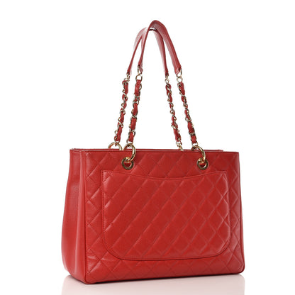 Chanel Caviar Quilted Grand Shopping Tote GST Red 3 of 15