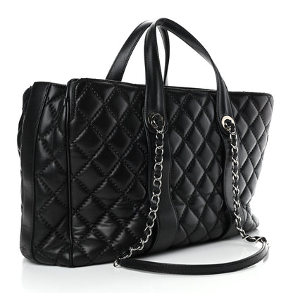 Chanel Lambskin Quilted Large Easy Carry Shopping Tote Black 2 of 5