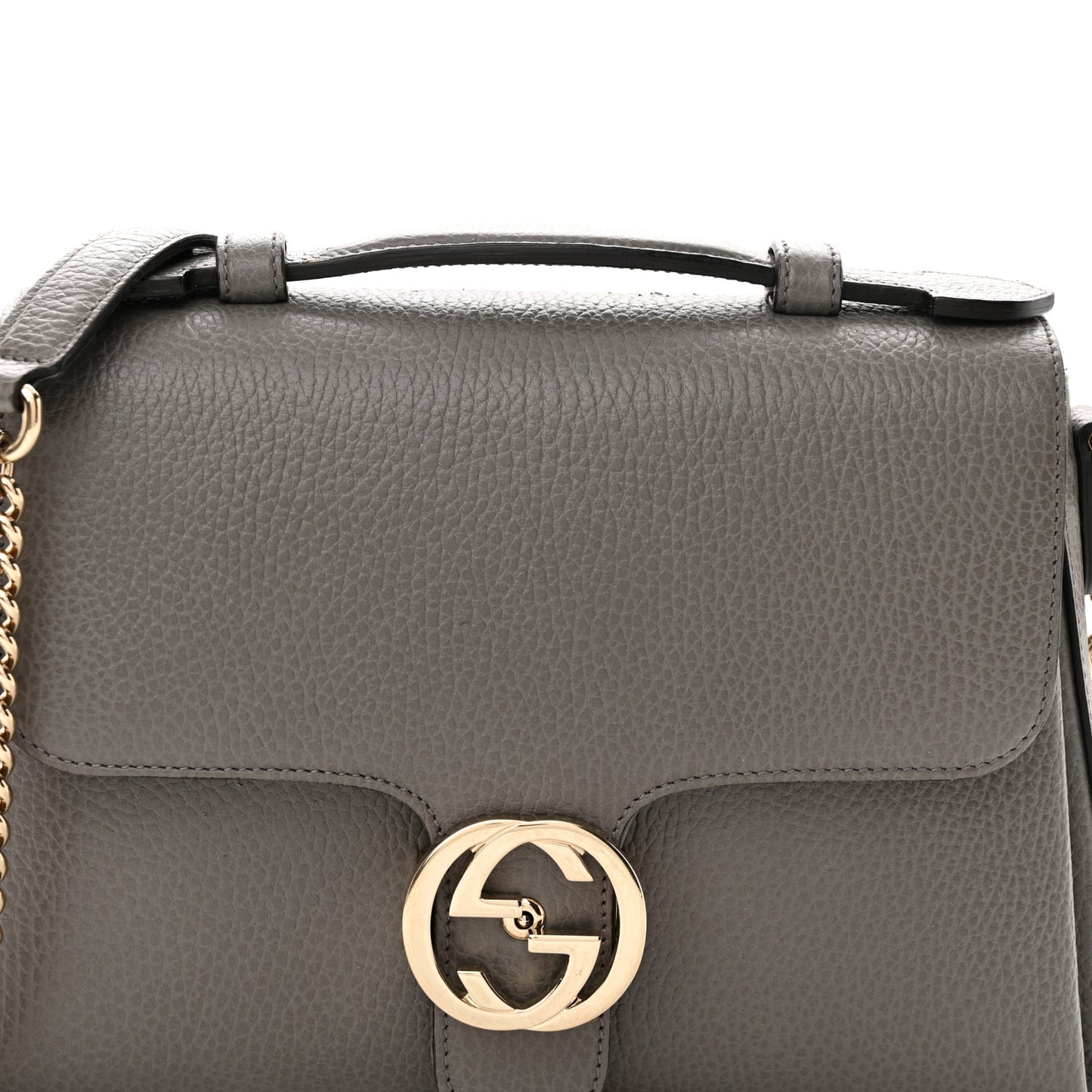 Dollar Calfskin Interlocking G Top Handle Shoulder Bag Loess