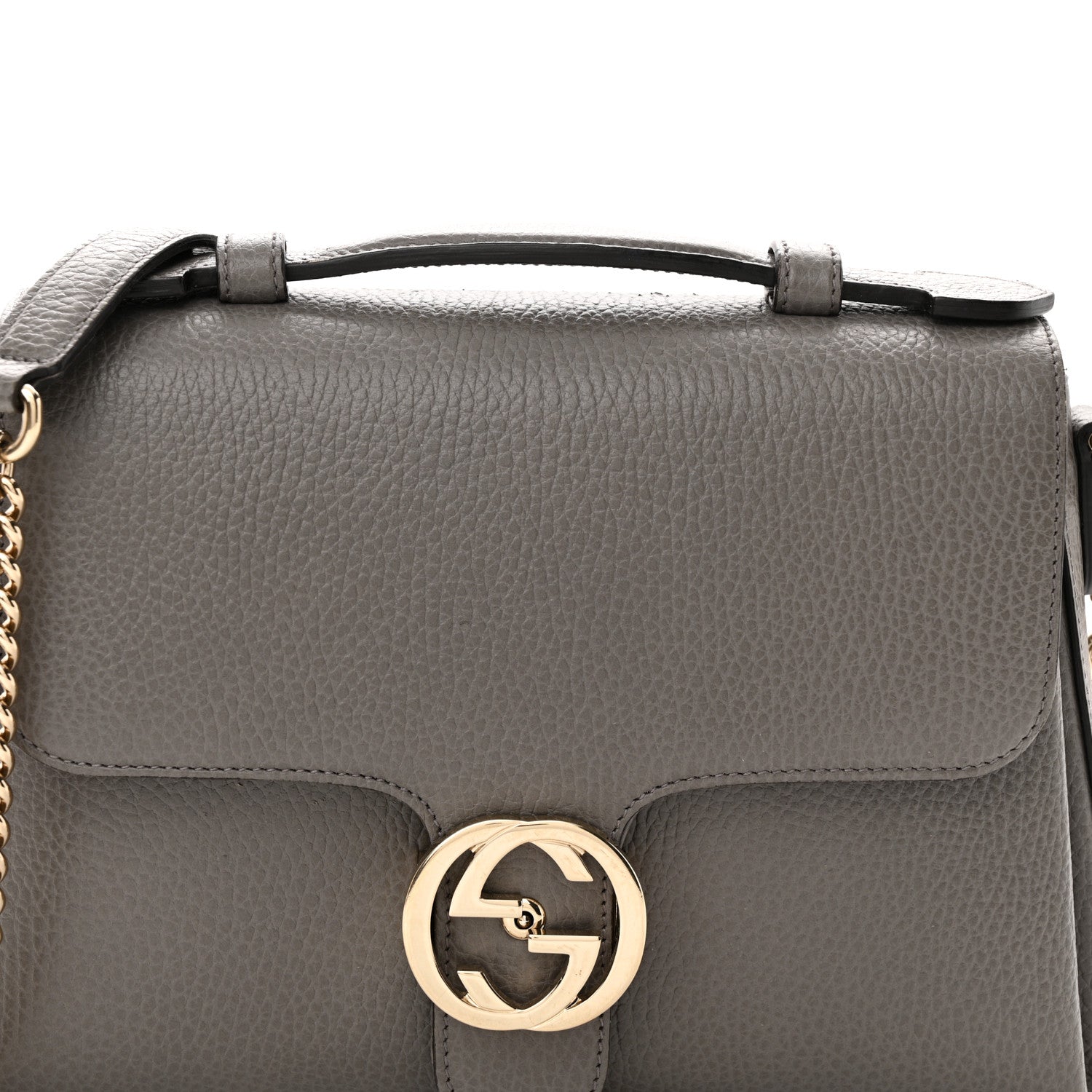 Gucci Dollar Calfskin Interlocking G Top Handle Shoulder Bag Loess 8 of 17