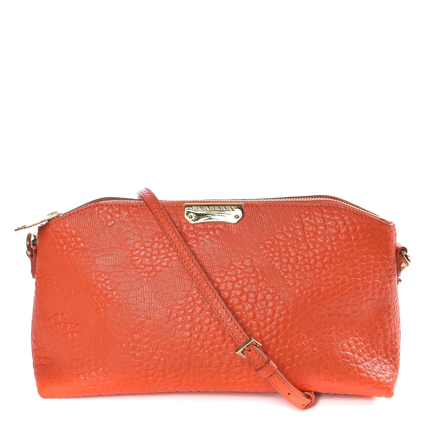 Signature Grain Calfskin Check Embossed Small Chichester Crossbody Clutch Bag Orange