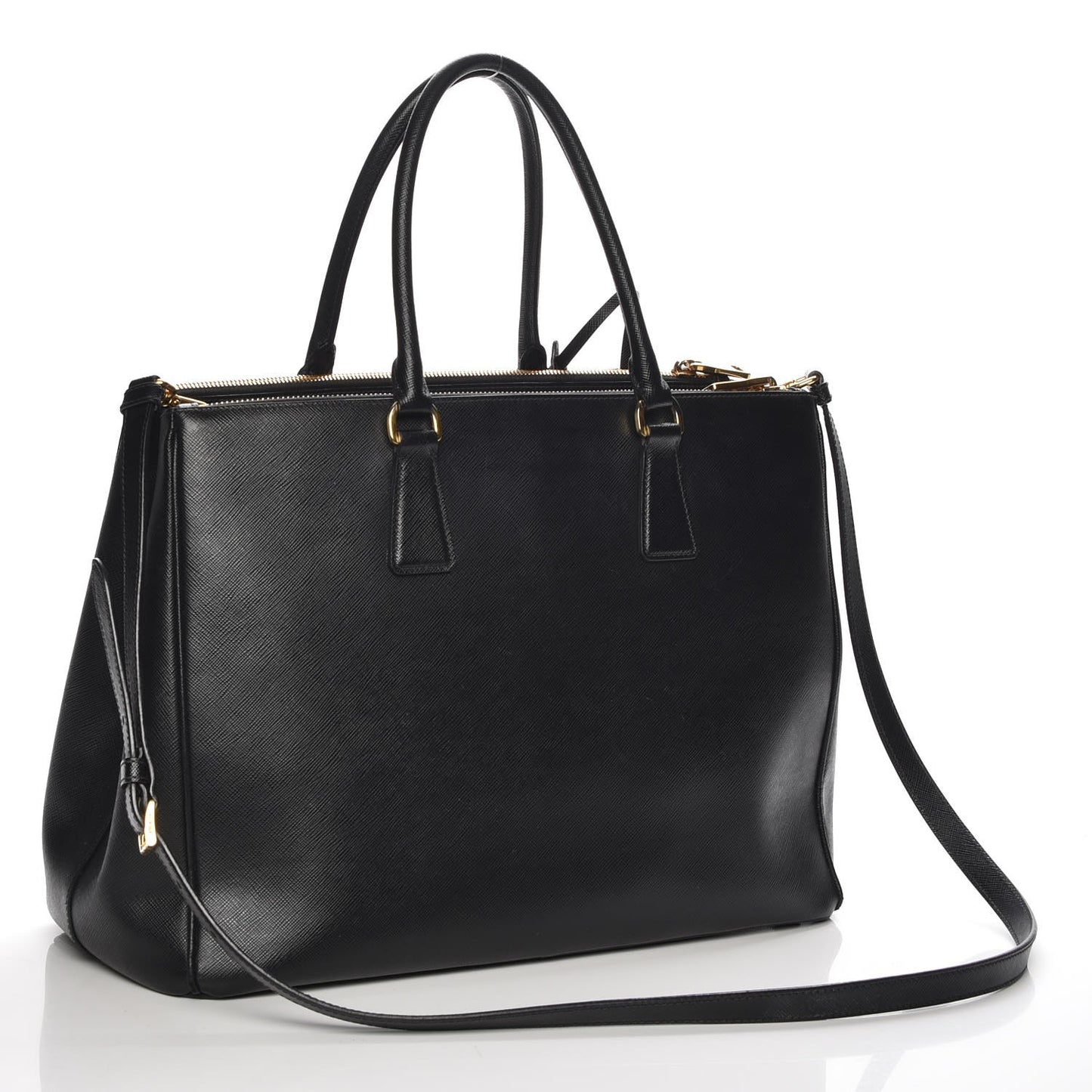 Saffiano Large Galleria Double Zip Tote Black