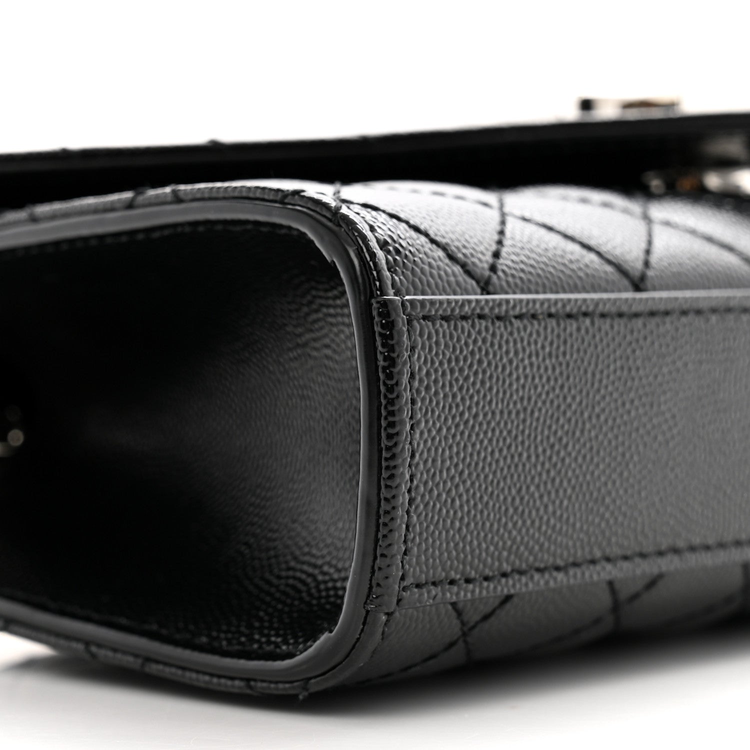 Saint Laurent Grain De Poudre Textured Mixed Matelasse Triquilt Small Monogram Satchel Black 9 of 12