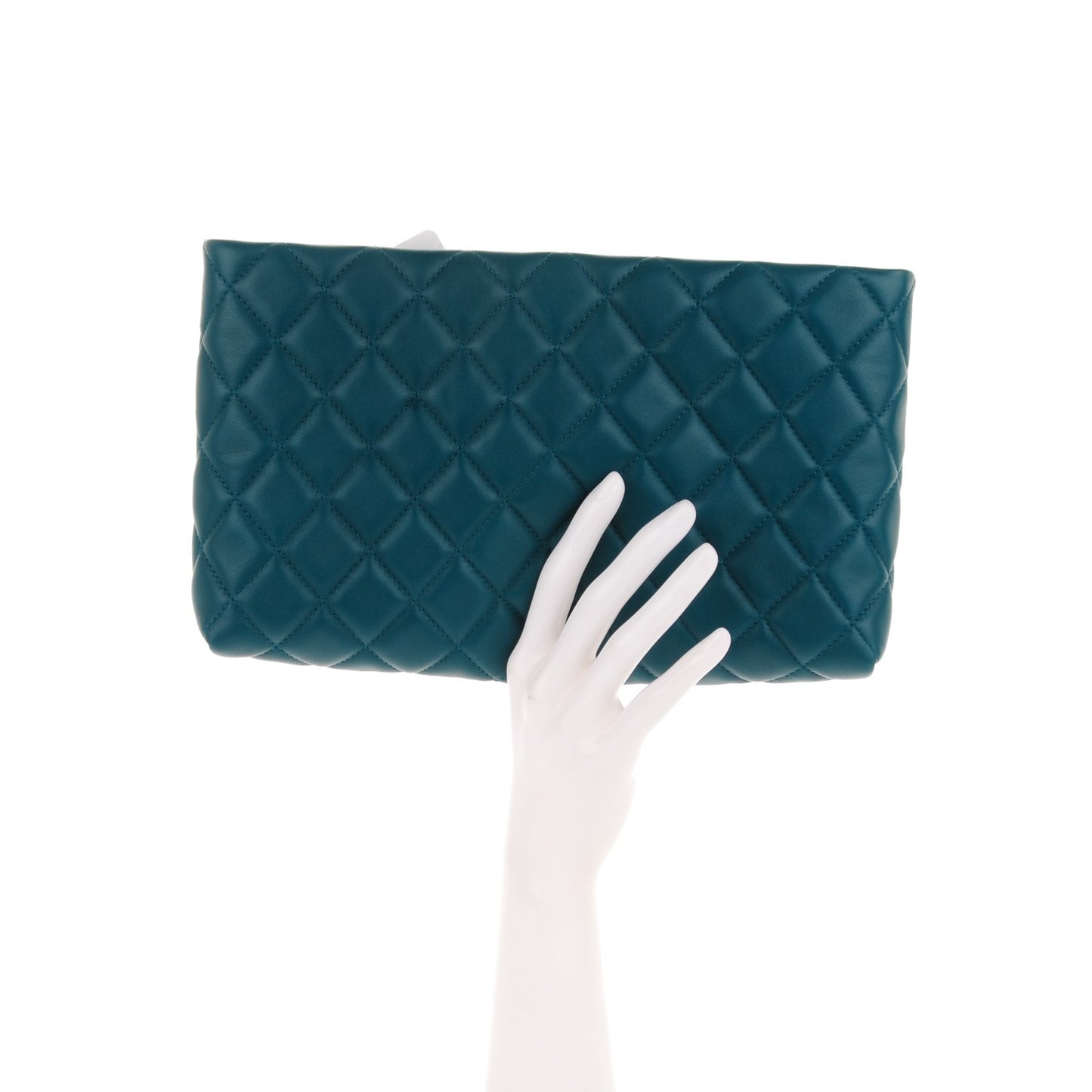 Lambskin Quilted Clutch Dark Blue