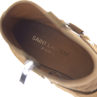 Saint Laurent Suede Curtis Harness Ankle Booties 37 Tan 9 of 11