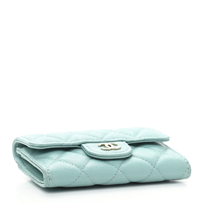 Chanel Caviar Quilted Flap Card Holder Wallet Light Blue 4 of 8