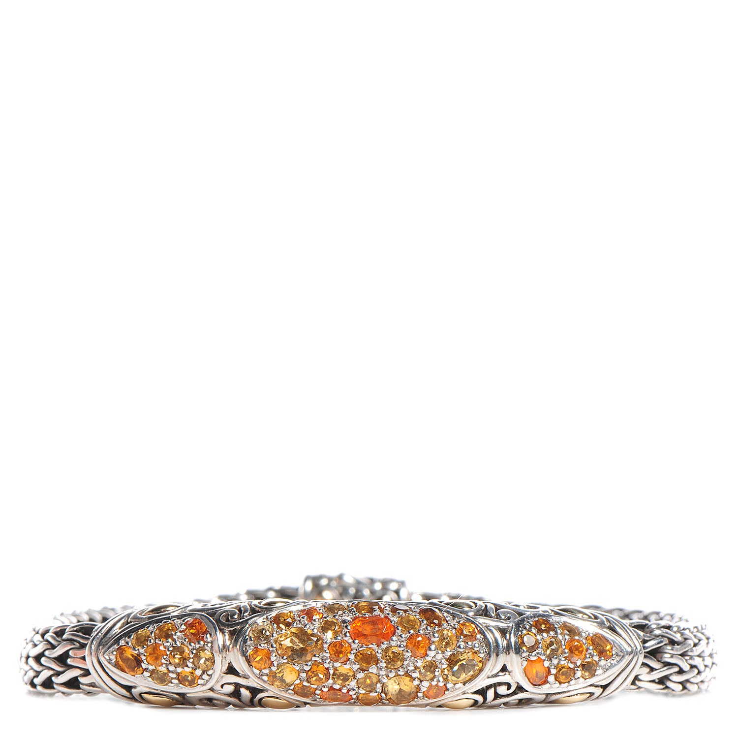 John Hardy Sterling Silver 18k White Gold Citrine Classic Bracelet Medium 1 of 8