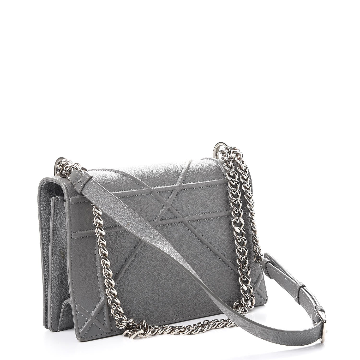 Christian Dior Grained Calfskin Medium Diorama Flap Bag Gris 3 of 9