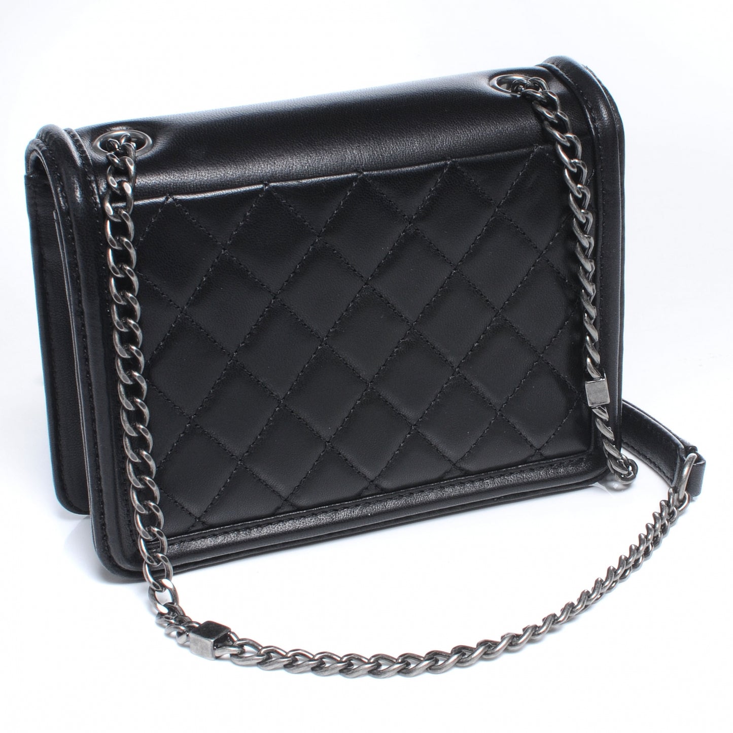 Lambskin and Plexiglass Boy Brick Flap Black