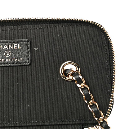Chanel Raffia Jute Striped Small Vanity Case With Chain Black Beige 12 of 14