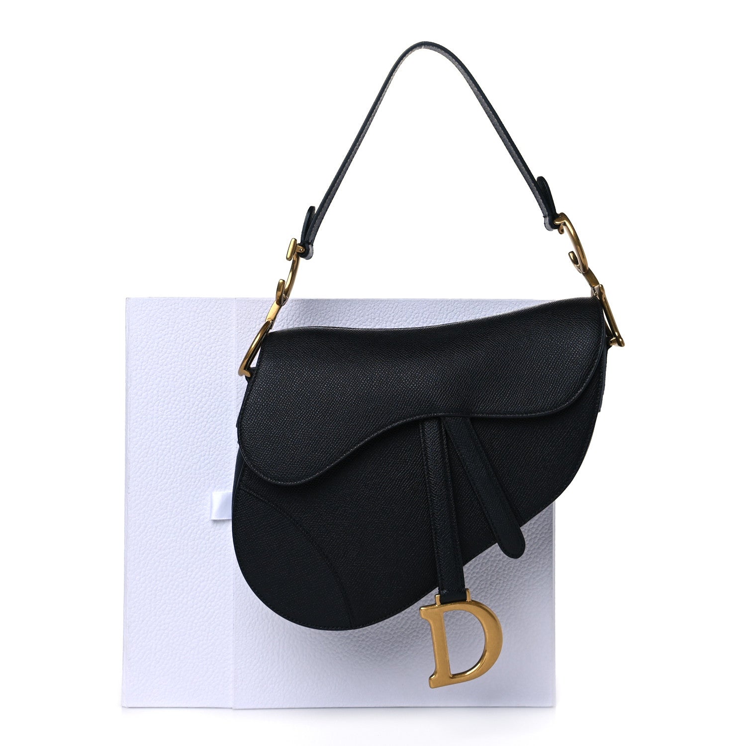 Christian Dior Grained Calfskin Saddle Bag Black 11 of 11