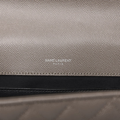 Saint Laurent Grain De Poudre Textured Mixed Matelasse Medium Triquilt Monogram Satchel Earth 6 of 10