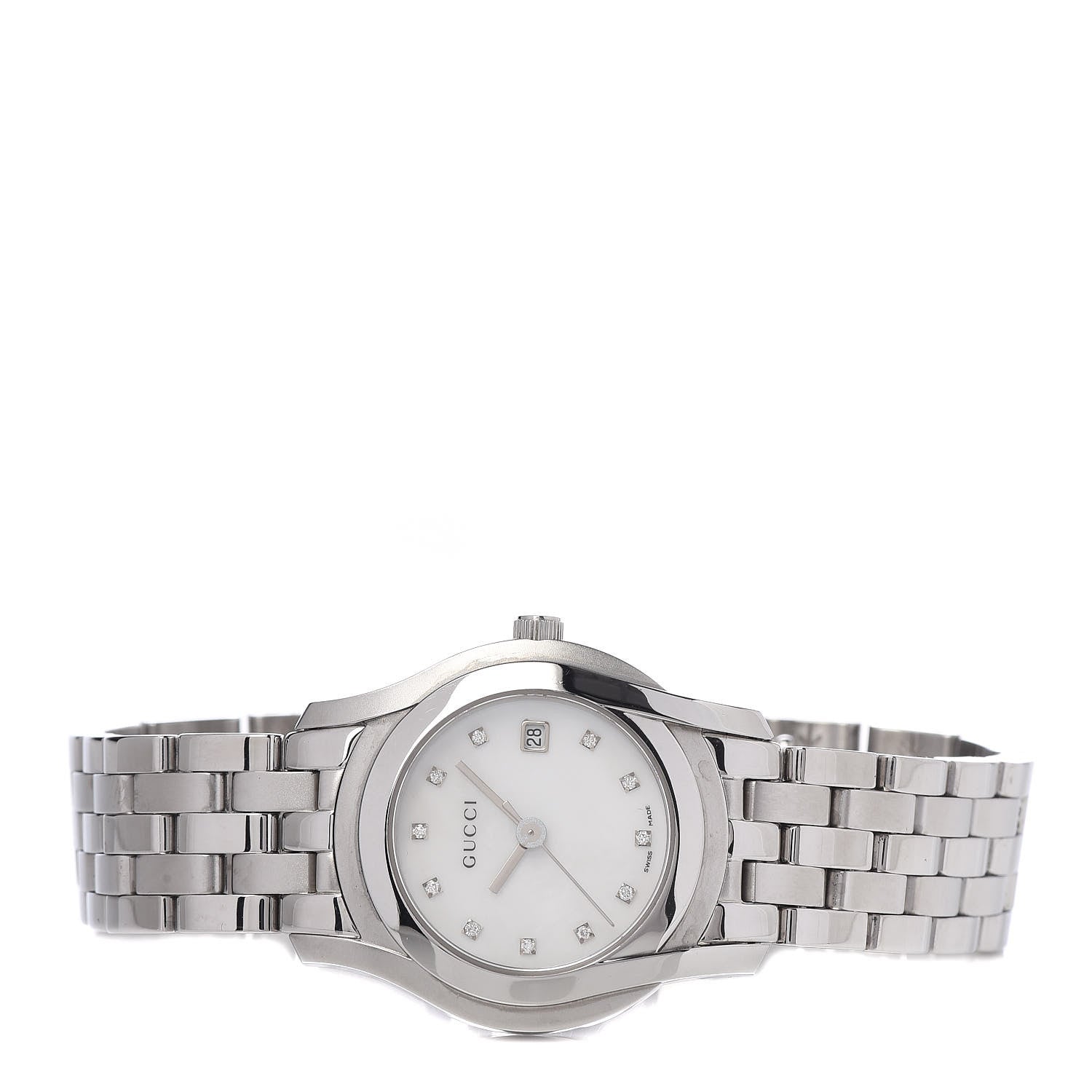 Gucci Stainless Steel Diamond Mother of Pearl 27mm 5500L Quartz Watch 3 of 7