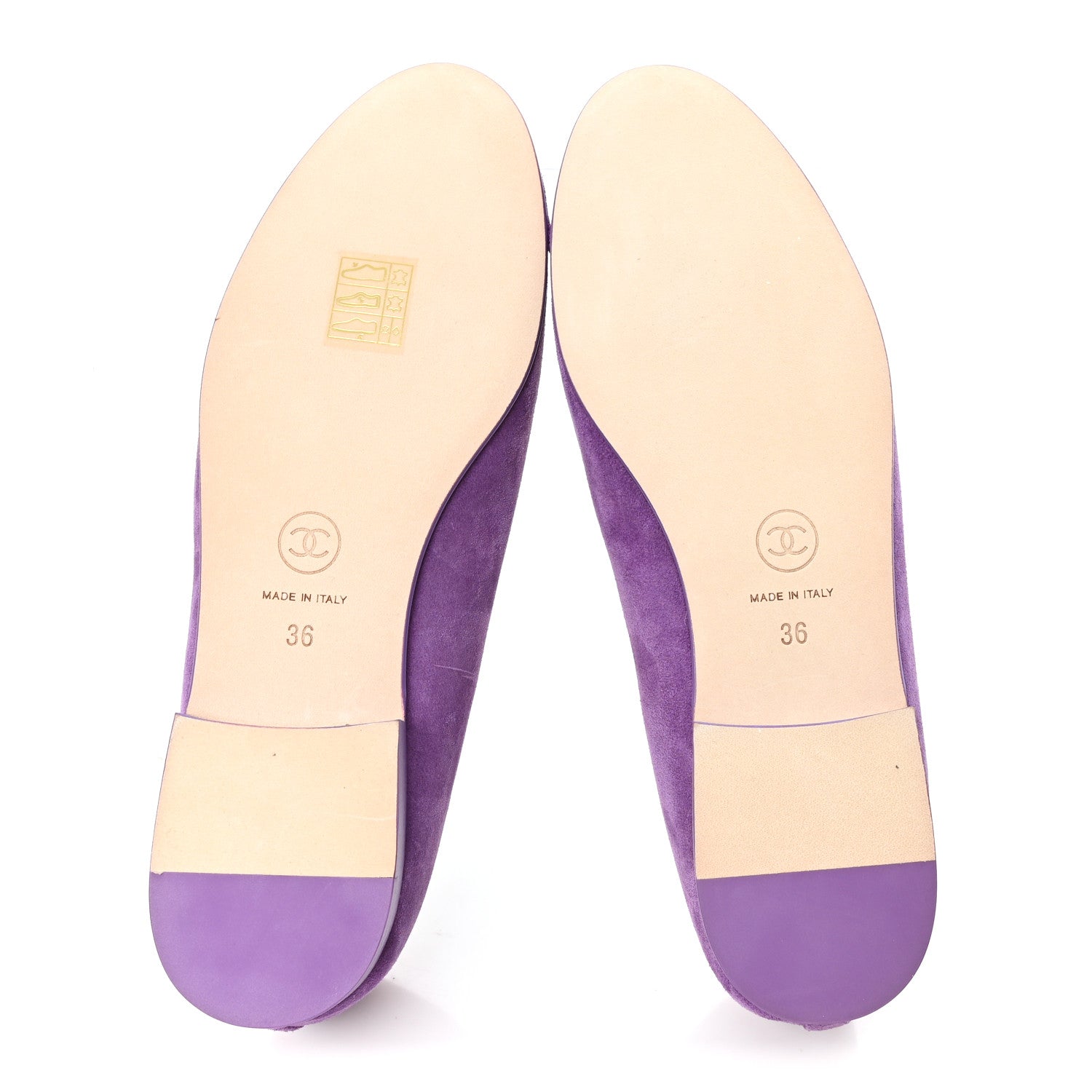 Chanel Suede Cap Toe CC Ballerina Flats 36 Purple Dark Purple 6 of 9