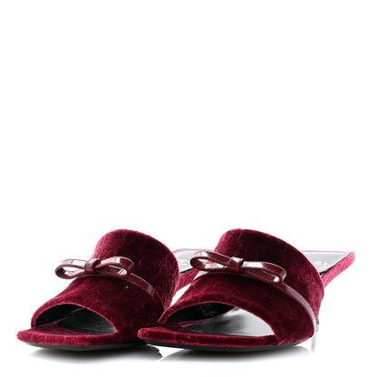Gucci New Velvet Ashmir Regent Calfskin GG Monogram Square Toe Bow 45mm Slide Sandals 35.5 Red Grape 3 of 11