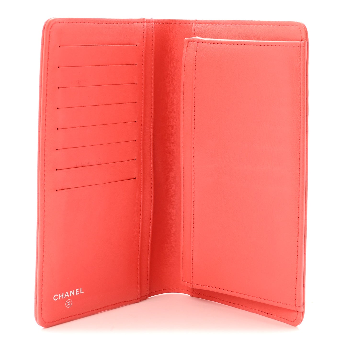 Lambskin Camellia Embossed Yen Wallet Pink