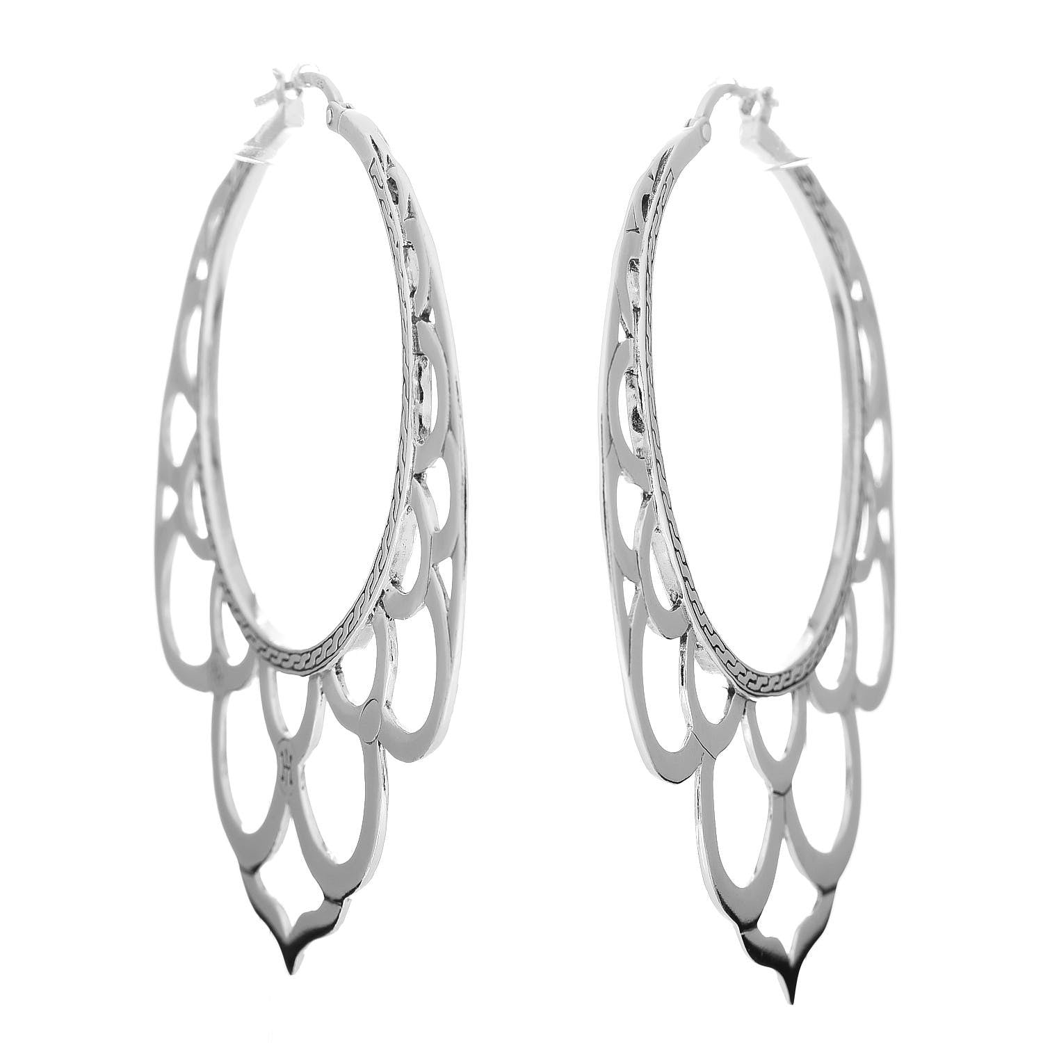 Louis Vuitton JOHN HARDY Sterling Silver Large Naga Lace Hoop Earrings 1 of 4