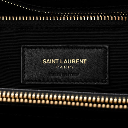 Saint Laurent Grain De Poudre Matelasse Chevron Monogram Shopping Bag Black 7 of 20