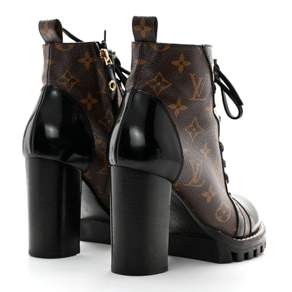 Louis Vuitton Patent Calfskin Monogram Star Trail Ankle Boots 37.5 Black 4 of 8