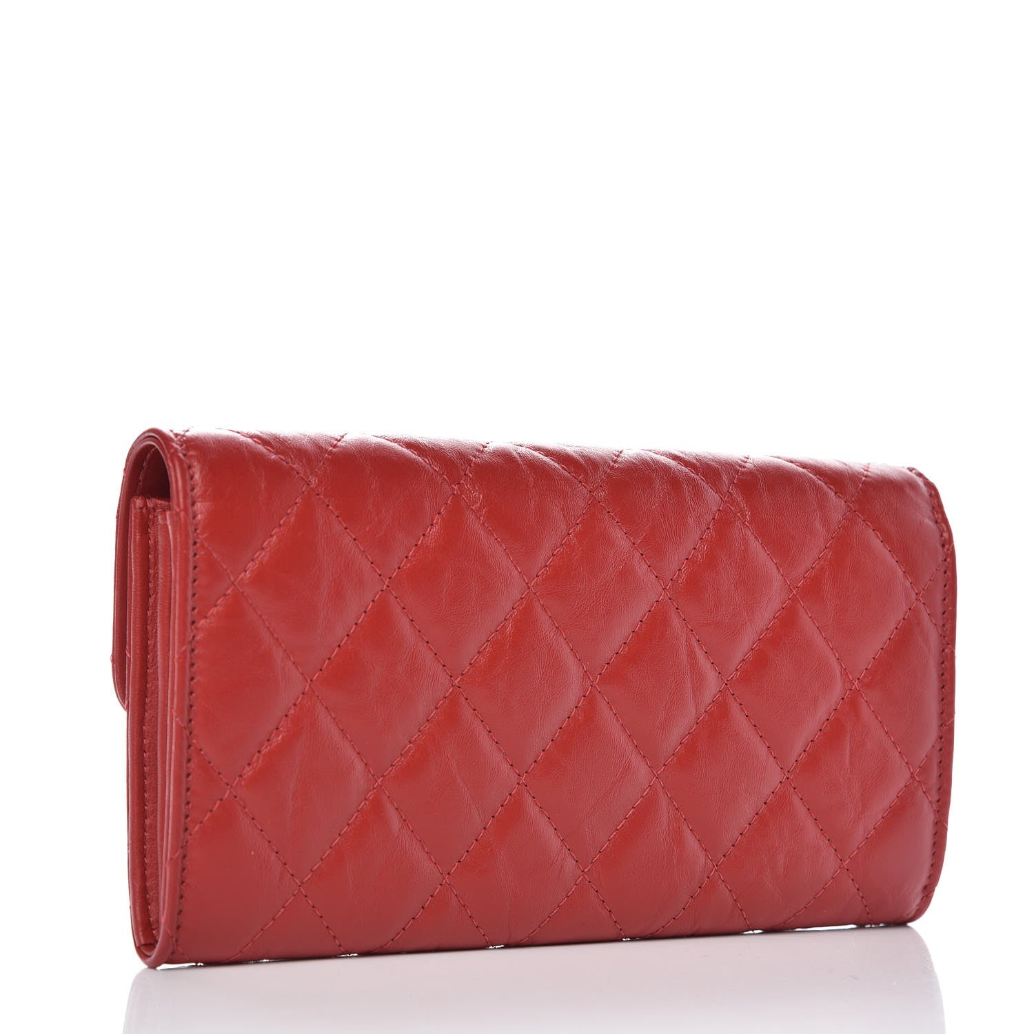 Chanel Aged Calfskin Quilted Large Reissue Gusset Flap Wallet Red 3 of 9