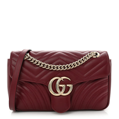 Gucci Calfskin Matelasse Small GG Marmont Shoulder Bag Rosso Ancora Red 1 of 10