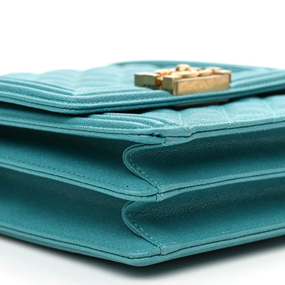 Chanel Caviar Quilted North South Boy Flap Turquoise 9 of 10