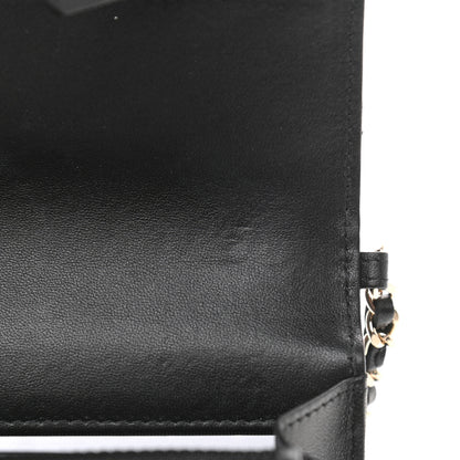 Chanel Lambskin Quilted Pearl Wallet On Chain WOC Black 11 of 13