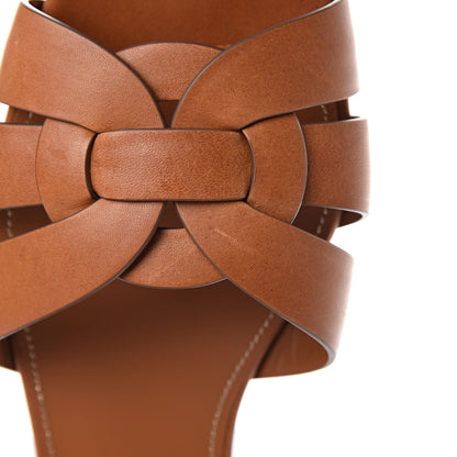 Saint Laurent Calfskin Tribute 05 Slide Sandals 39.5 Amber 9 of 11