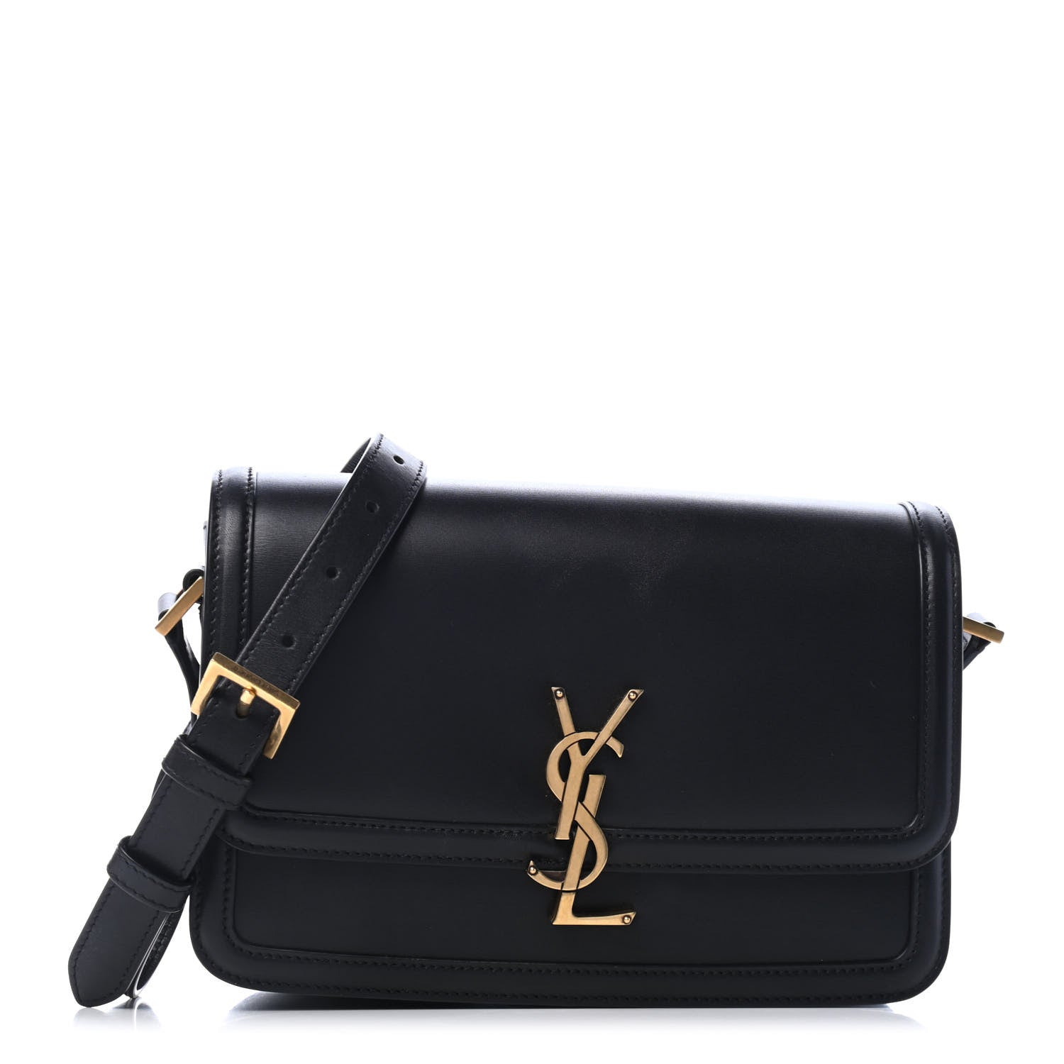 Saint Laurent Box Calfskin Monogram Medium Solferino Satchel Black 1 of 4