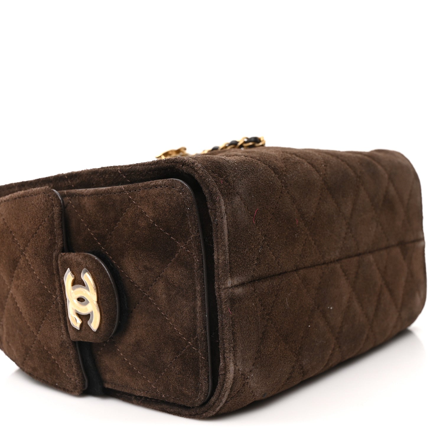 Chanel Suede Quilted Mini Chanel 25 Handbag Dark Brown 9 of 10
