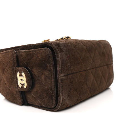 Chanel Suede Quilted Mini Chanel 25 Handbag Dark Brown 9 of 10