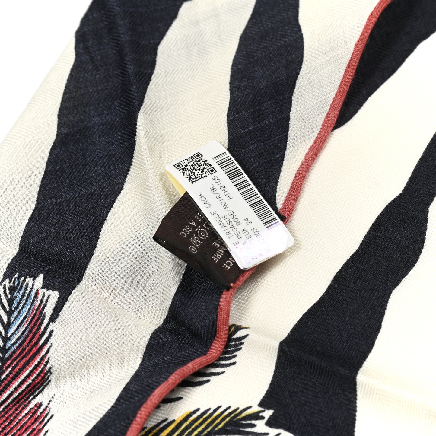 Cashmere Zebra Pegasus Pointe Triangle Scarf Vieux Rose Black White