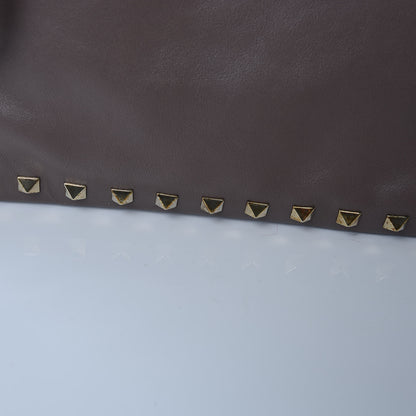 Valentino Garavani Vitello Large Rockstud Zip Wristlet Pouch Taupe 13 of 17
