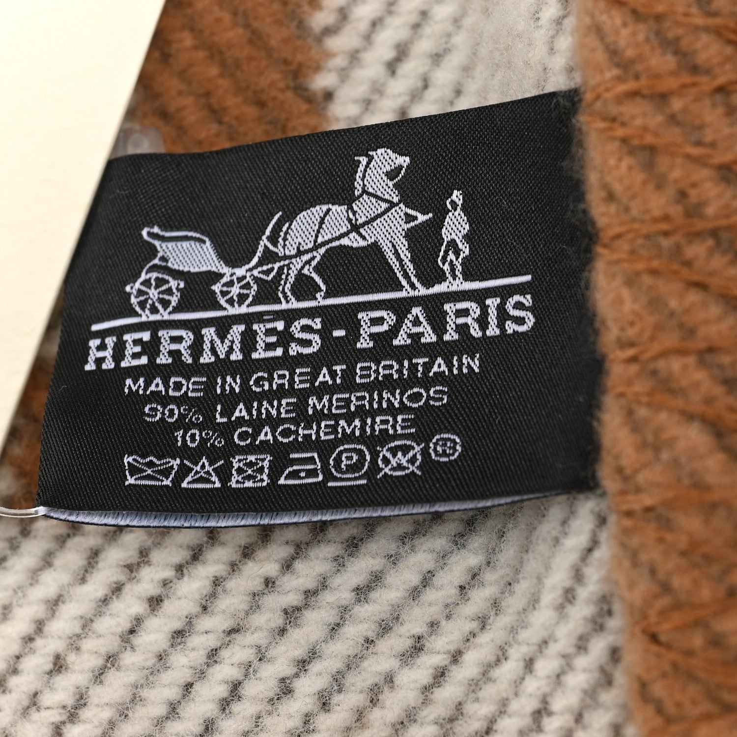 Hermes Wool Cashmere Avalon Blanket Ecru Camel 3 of 3