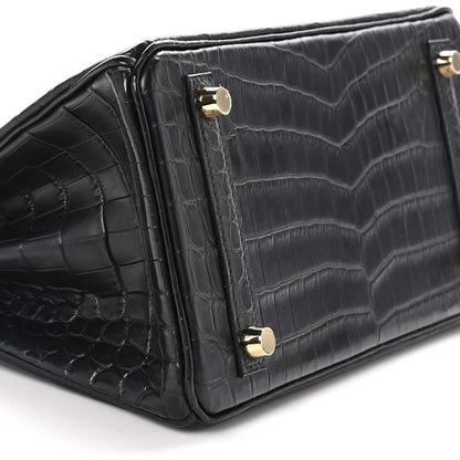 Hermes Matte Niloticus Crocodile Birkin 25 Black 9 of 11