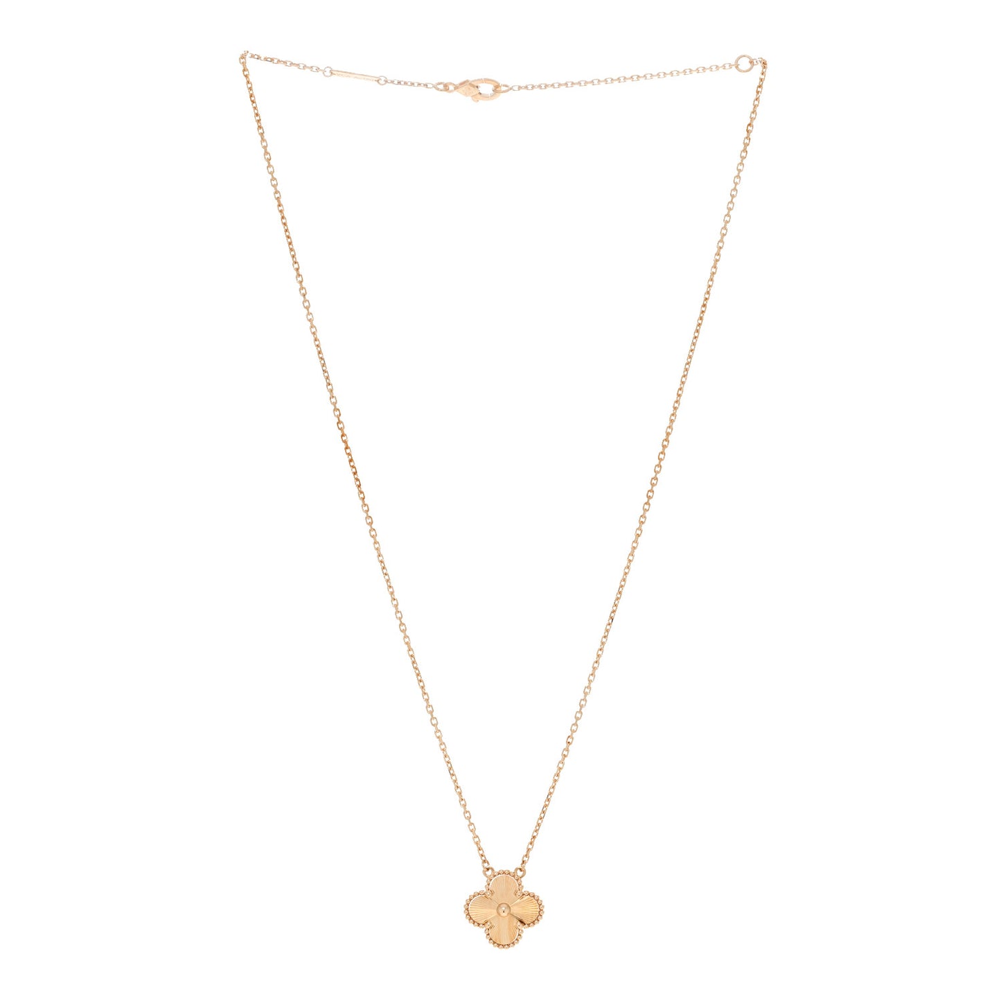 18K Yellow Gold Guilloché Vintage Alhambra Pendant Necklace