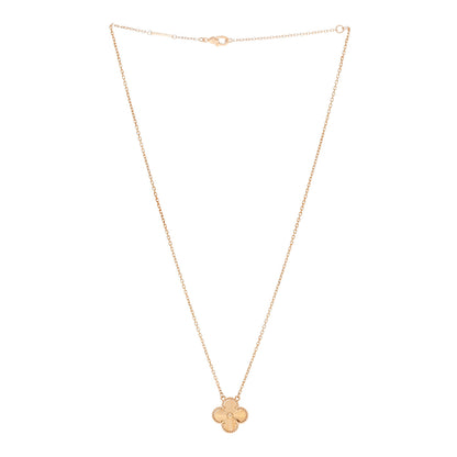 Van Cleef & Arpels 18K Yellow Gold Guilloché Vintage Alhambra Pendant Necklace 3 of 6