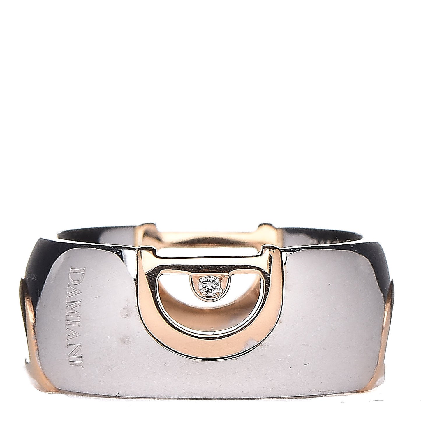 18K White Pink Gold Diamond D Icon Ring 58 8.5