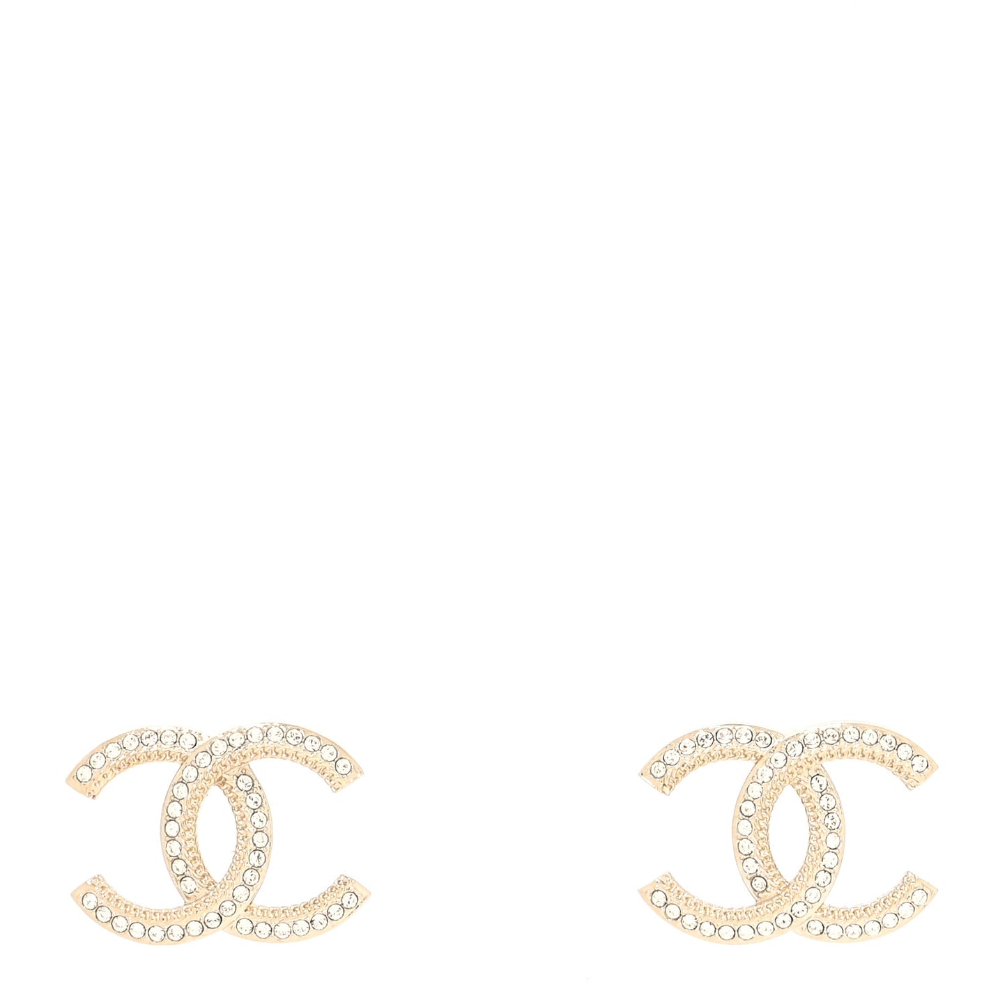 Crystal Large CC Earrings Gold