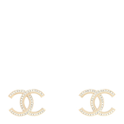 Chanel Crystal Large CC Earrings Gold 1 of 4