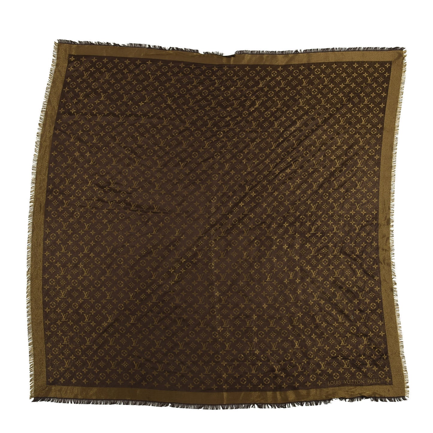 Silk Lurex Wool Monogram Shine Shawl Brown