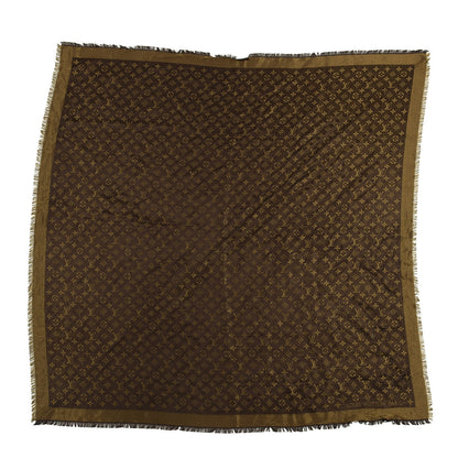 Louis Vuitton Silk Lurex Wool Monogram Shine Shawl Brown 1 of 3