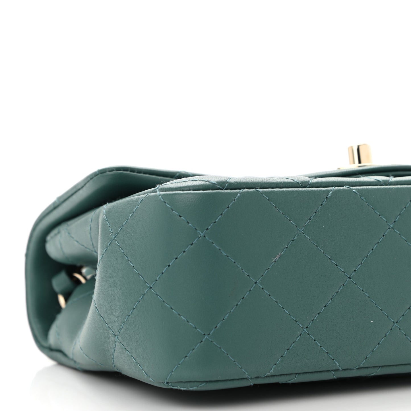 Lambskin Quilted Mini Rectangular Flap Green