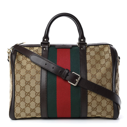 Gucci Monogram Vintage Web Medium Boston Dark Brown 1 of 17