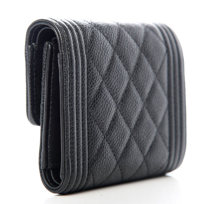 Chanel Caviar Quilted Compact Boy Wallet Black 3 of 8