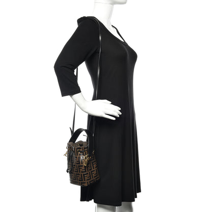 Fendi Vitello Liberty F is Fendi Bi-Color FF 1974 Embossed Mini Mon Tresor Bucket Bag Maya Black 2 of 12