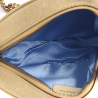 Gucci Metallic Calfskin Matelasse Mini GG Marmont Round Shoulder Bag Gold Pink 4 of 9