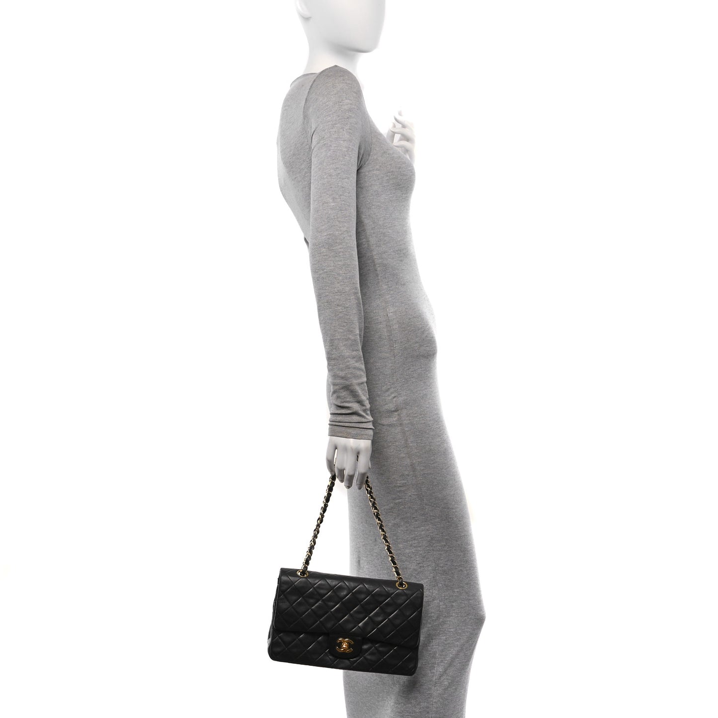 Lambskin Quilted Medium Double Flap Black