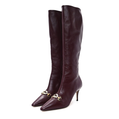Gucci Calfskin Zumi Knee High Boots 37.5 Vintage Bordeaux 3 of 8