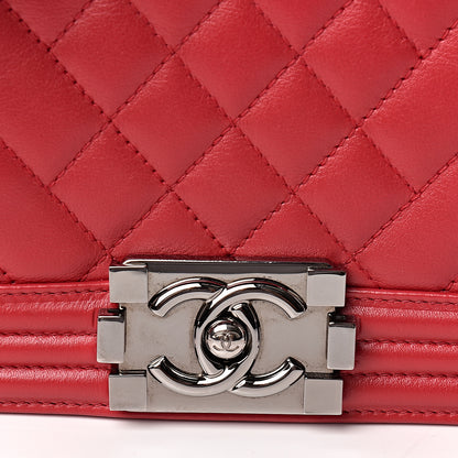 Chanel Lambskin Chevron Quilted Medium Boy Flap Dark Pink 10 of 10